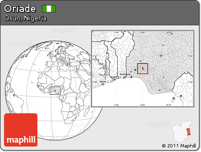 Blank Location Map of Oriade, highlighted country