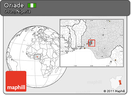 Blank Location Map of Oriade, highlighted country, highlighted parent region