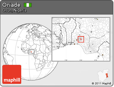 Blank Location Map of Oriade, highlighted parent region