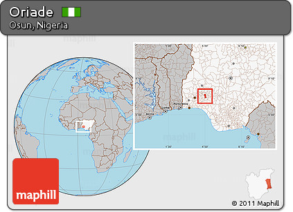 Gray Location Map of Oriade, highlighted country