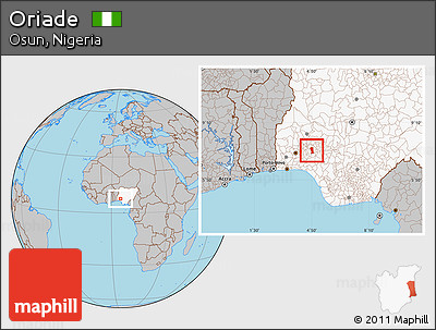 Gray Location Map of Oriade, highlighted country