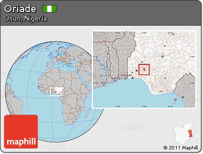 Gray Location Map of Oriade, highlighted country