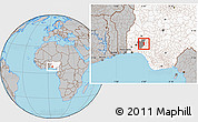 Gray Location Map of Oriade, highlighted country, highlighted parent region