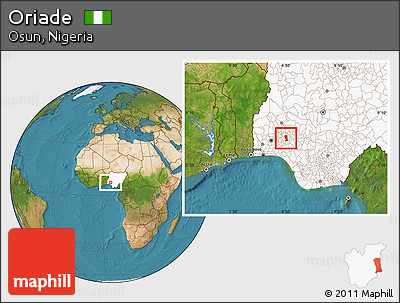 Satellite Location Map of Oriade, highlighted country