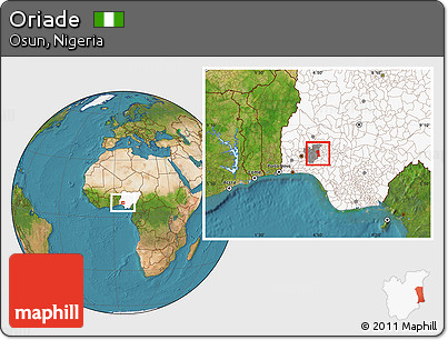 Satellite Location Map of Oriade, highlighted country, highlighted parent region