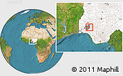 Satellite Location Map of Oriade, highlighted country, highlighted parent region