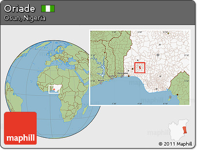 Savanna Style Location Map of Oriade, highlighted country