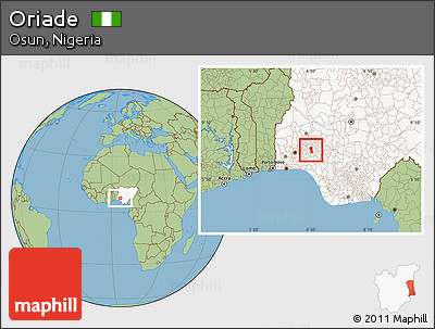 Savanna Style Location Map of Oriade, highlighted country