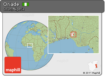 Savanna Style Location Map of Oriade, highlighted parent region
