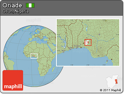 Savanna Style Location Map of Oriade, highlighted parent region
