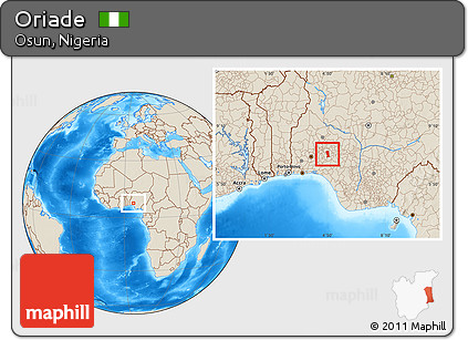 Shaded Relief Location Map of Oriade