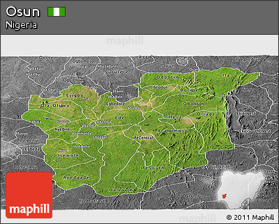 Satellite Panoramic Map of Osun, desaturated