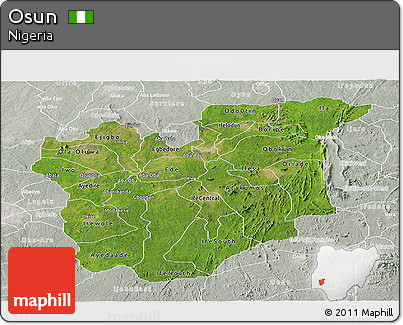 Satellite Panoramic Map of Osun, lighten, semi-desaturated