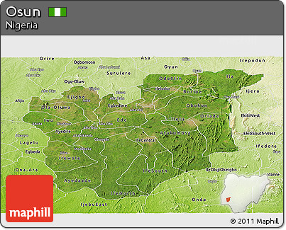 Satellite Panoramic Map of Osun, physical outside