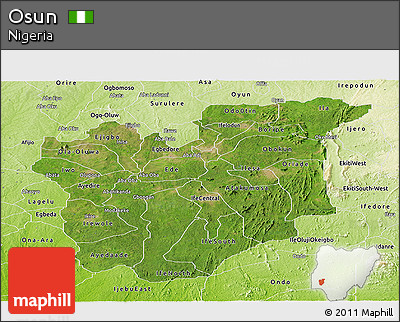 Satellite Panoramic Map of Osun, physical outside
