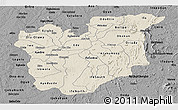 Shaded Relief Panoramic Map of Osun, darken, desaturated