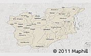 Shaded Relief Panoramic Map of Osun, lighten, semi-desaturated