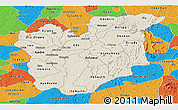 Shaded Relief Panoramic Map of Osun, political outside