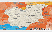 Shaded Relief Panoramic Map of Osun, political shades outside