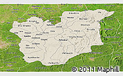 Shaded Relief Panoramic Map of Osun, satellite outside