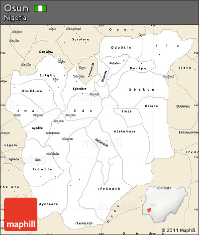 Classic Style Simple Map of Osun