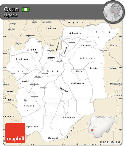 Classic Style Simple Map of Osun