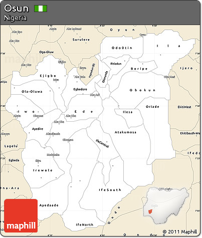 Classic Style Simple Map of Osun