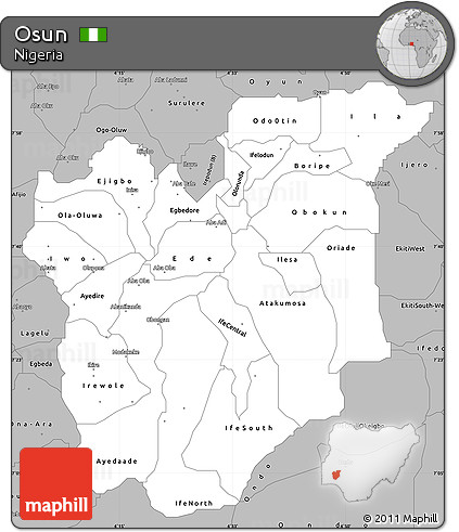 Gray Simple Map of Osun