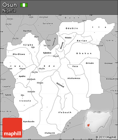Gray Simple Map of Osun