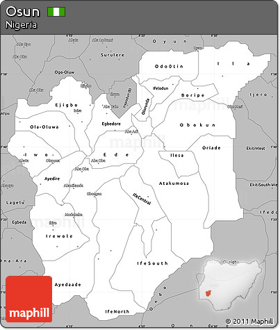 Gray Simple Map of Osun