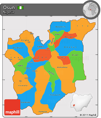 Political Simple Map of Osun, cropped outside