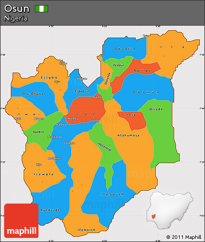 Political Simple Map of Osun, cropped outside