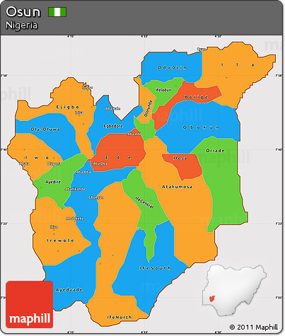 Political Simple Map of Osun, cropped outside