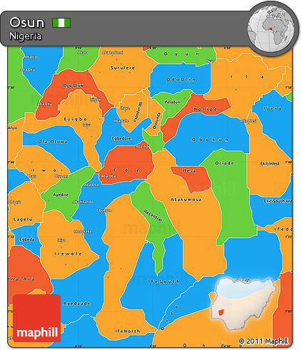 Political Simple Map of Osun