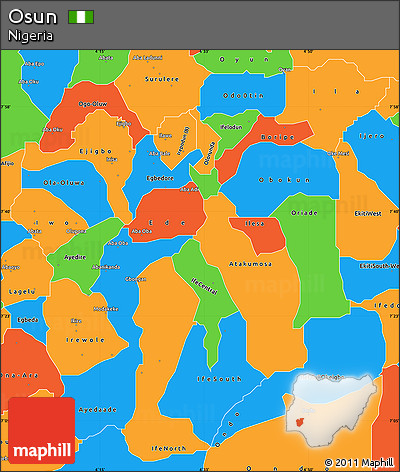 Political Simple Map of Osun