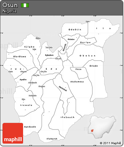 Silver Style Simple Map of Osun, single color outside