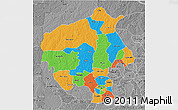 Political 3D Map of Oyo, desaturated