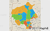 Political 3D Map of Oyo, shaded relief outside