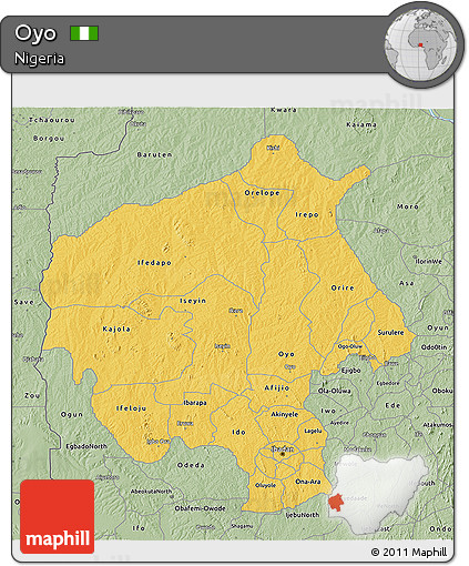 Savanna Style 3D Map of Oyo