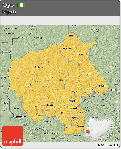 Savanna Style 3D Map of Oyo