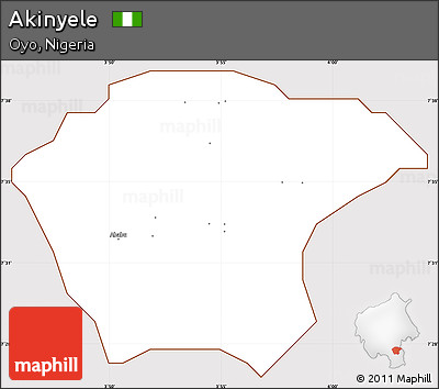 Classic Style Simple Map of Akinyele, cropped outside