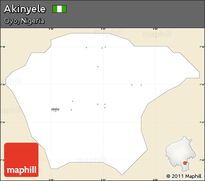 Classic Style Simple Map of Akinyele, single color outside