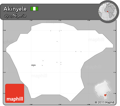 Gray Simple Map of Akinyele, single color outside