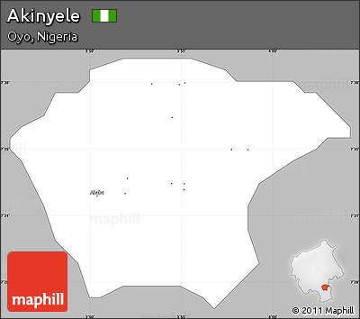 Gray Simple Map of Akinyele, single color outside