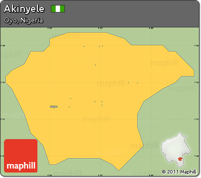 Savanna Style Simple Map of Akinyele, single color outside