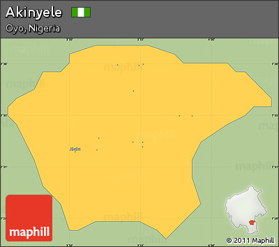 Savanna Style Simple Map of Akinyele, single color outside