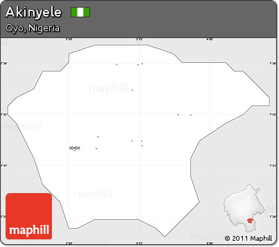 Silver Style Simple Map of Akinyele, single color outside
