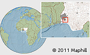 Savanna Style Location Map of Egbeda, highlighted country, highlighted parent region, hill shading