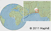 Savanna Style Location Map of Egbeda, highlighted parent region, hill shading