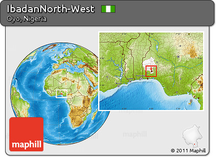 Physical Location Map of IbadanNorth-West, highlighted parent region